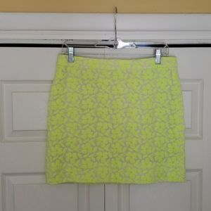 J Crew neon yellow embroidered miniskirt Size 4